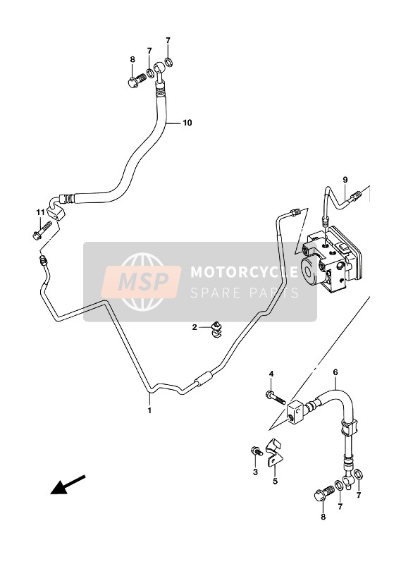 Suzuki UH200A BURGMAN 2016 Manguera de freno trasero (UH200A P53) para un 2016 Suzuki UH200A BURGMAN